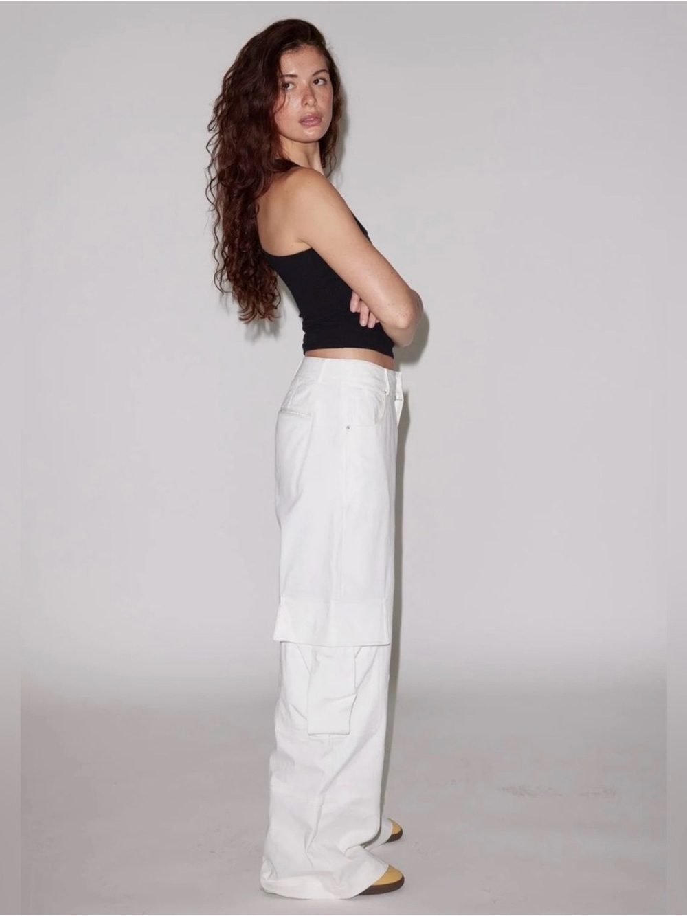 Local European White Wide-Leg Cargo Jeans
